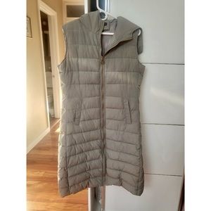 Womens Khaki Long Puffer Vest
